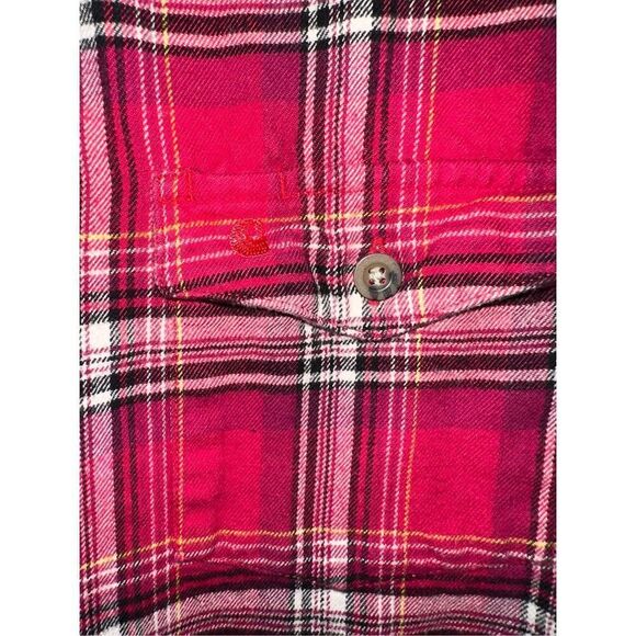 Carhartt Womens Size Large 12/14 Red Plaid Flannel 2 Pockets Long Sleeve Shirt - Picture 2 of 4